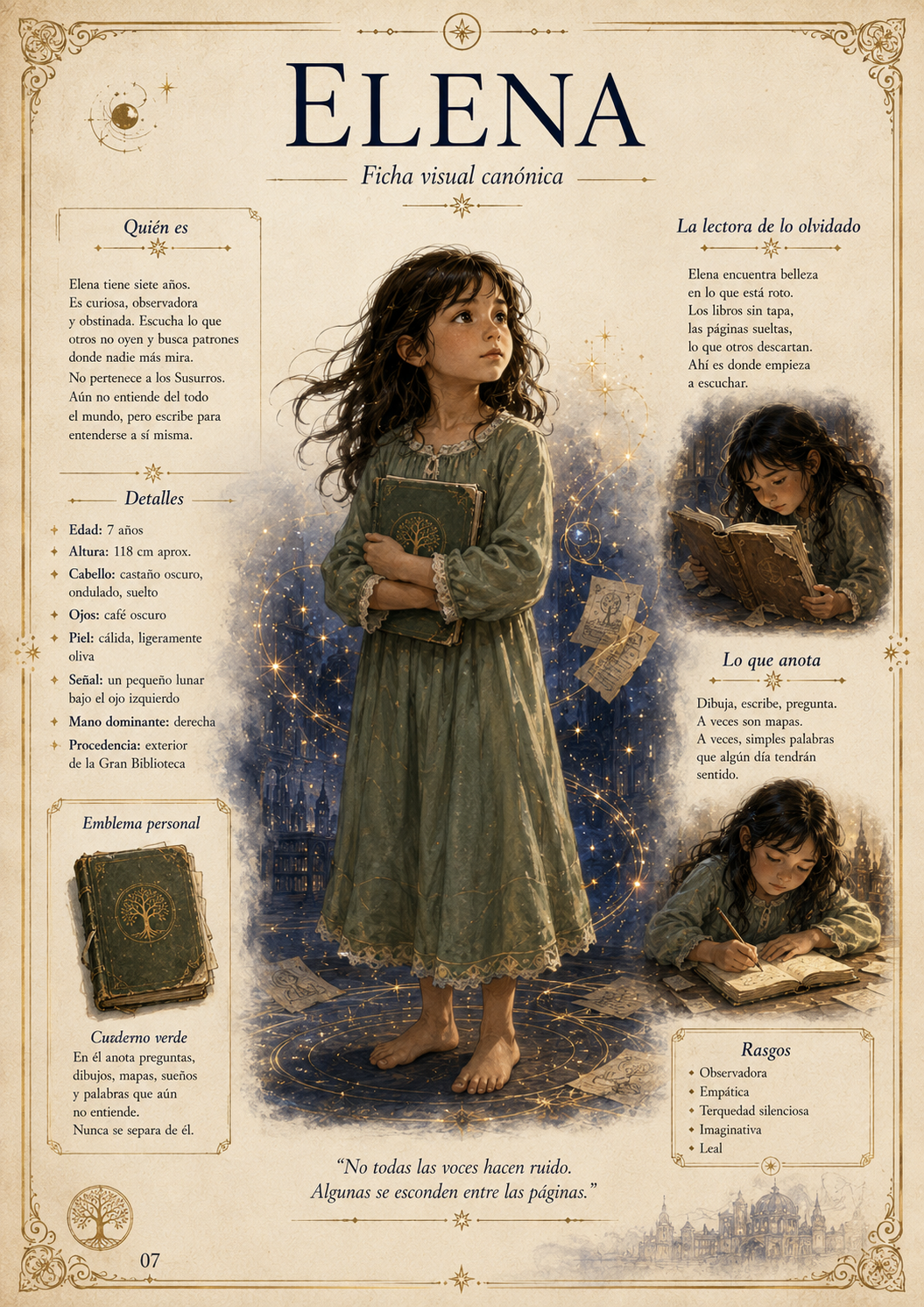 Ficha visual completa de Elena