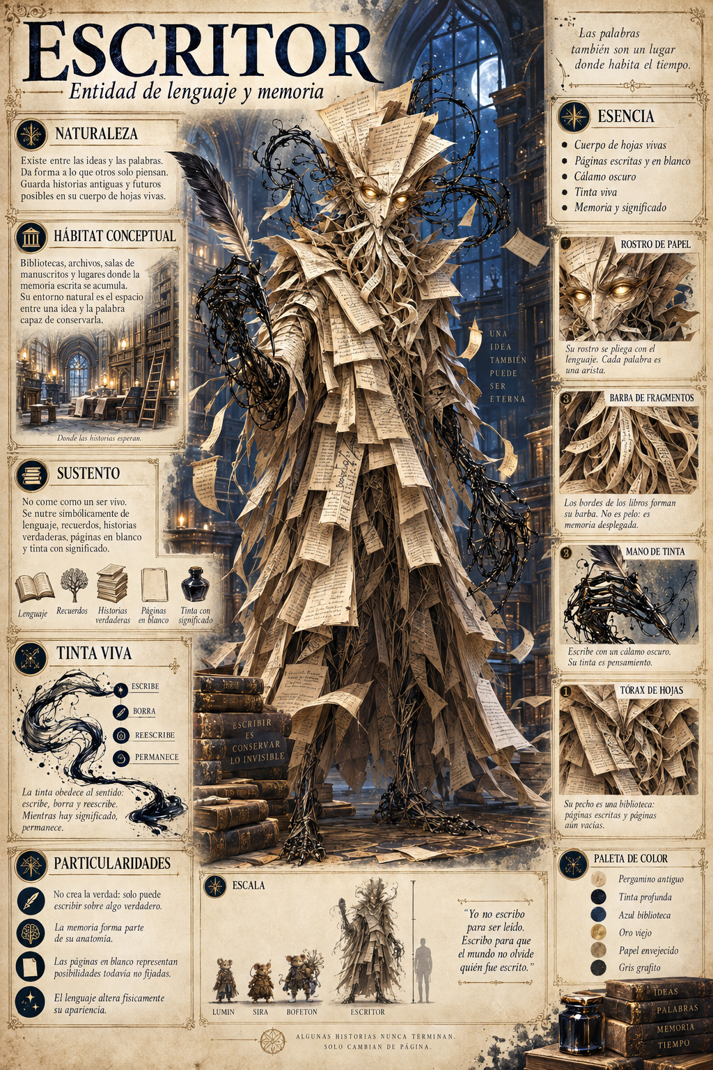 Ficha visual completa de El Escritor